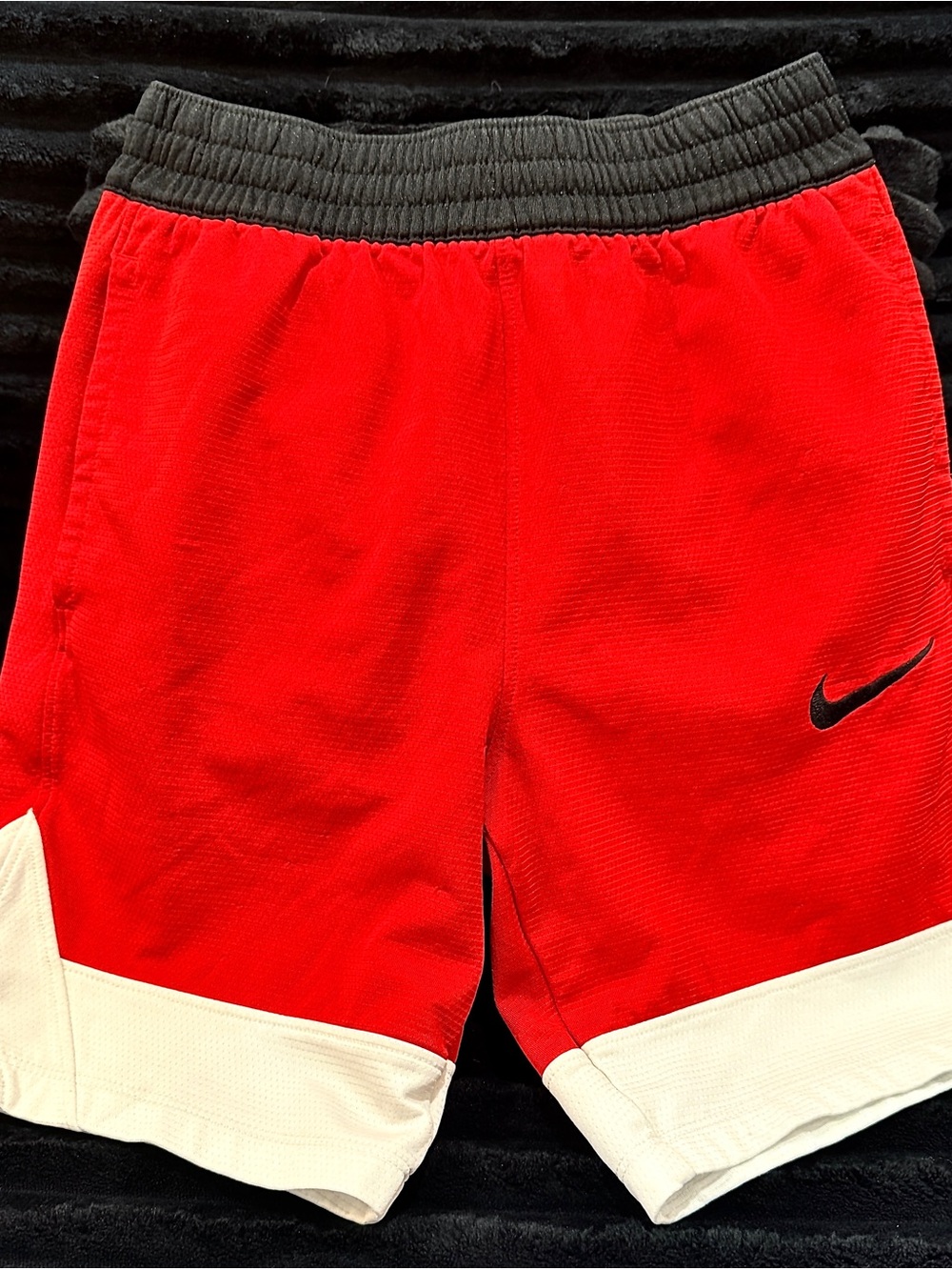 Nike Red Big Kids (S) Basketball Shorts with Black and White Accents